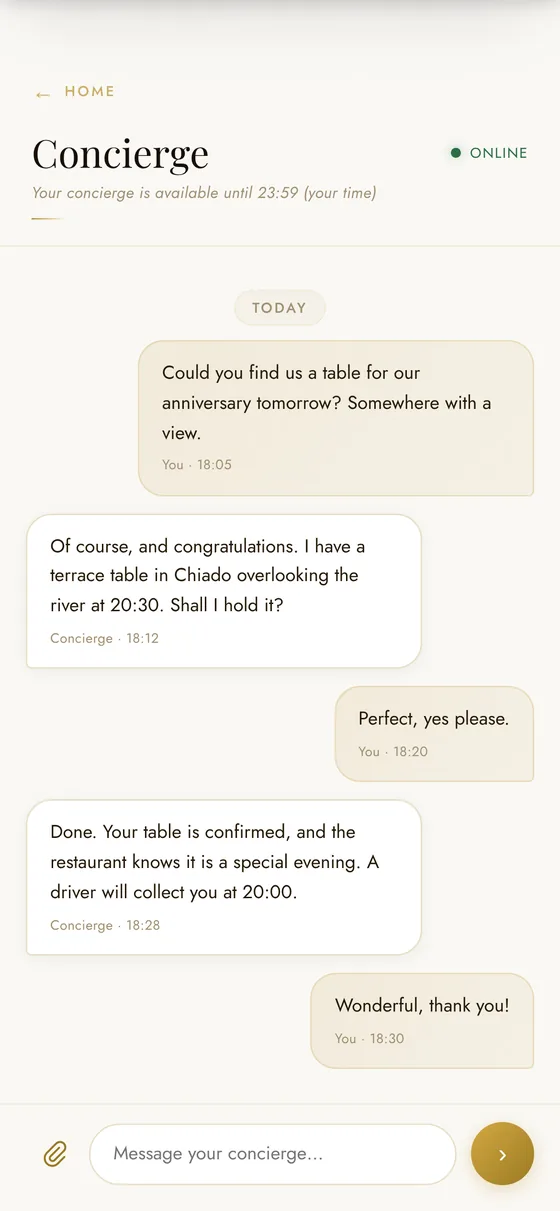 Private chat with your concierge