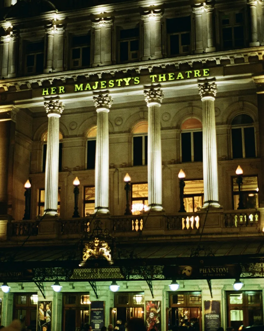 His Majesty’s Theatre lit up at night