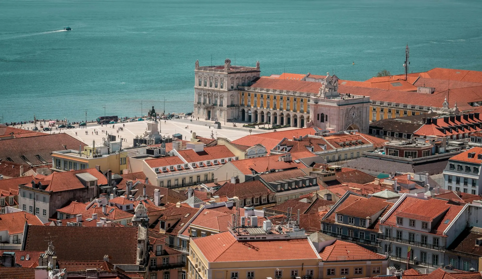 Lisbon's rooftops and Praça do Comércio by the river